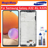 MagicMeta จอ OLED สำหรับ Samsung Galaxy A32 4G จอ OLED LCD SM-A325หน้าจอสัมผัสจอโทรศัพท์พร้อมกรอบอะไหล่ Digitizer ประกอบเต็มตัวเครื่อง