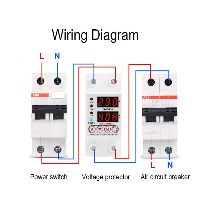 new-chukche-trading-shop-40a-230v-ac-ปรับได้เหนือภายใต้แรงดันไฟฟ้าเครื่องปกป้องป้องกันอุปกรณ์จำกัดปัจจุบันโวลต์มิเตอร์แอมมิเตอร์ราง-din