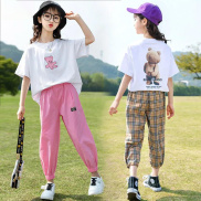 Girls Clothes 2023 Summer Nvbao Short Sleeve Shirts + Pants Kids Sports