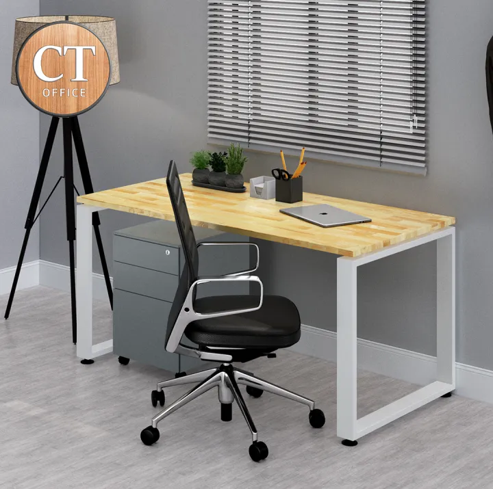 1500 X 750mm Standard Loop Metal Leg Rubber Wood Office Table / Work