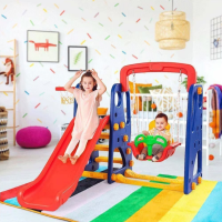 (?เก็บโค้ดลด10%) Kidplus สไลเดอร์เด็ก 3in1 มีชิงช้าและแป้นบาสกับลูกบาส ใหญ่ที่สุด ! วัสดุอย่างดี แข็งแรงมาก สีสันสวยงามเด็กๆชอบ ของเล่นเด็ก ขนาดใหญ่