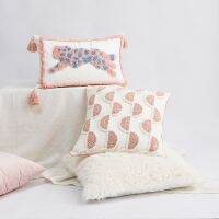 【hot】◆✠✚ European Pink Tufting Embroidery Cushion Cover Sofa Headstock Throw Boho Pillowcase