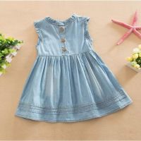 New! 90 Embroidered Denim Sleeveless Dress Baby Kids Girls[Japan]TH