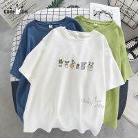 2023 NEWKawai Little Plant ฤดูร้อนเสื้อยืดน่ารักคุณภาพสูงชีส Streetwear Harajuku Kawaii เกาหลีเสื้อ Ulzzang ผู้หญิงเสื้อยืดสีเขียว