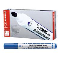 STABILO สตาบิโล Plan ปากกาไวท์บอร์ด ไวท์บอร์ด หัวกลม ขนาด 2.5-3.5 mm. - สีน้ำเงิน จำนวน 12 ด้าม (กลิ่นไม่ฉุน)