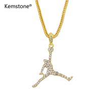 Kemstone แฟชั่นชุบทอง R hinestone Dunk Man จี้สร้อยคอเครื่องประดับสำหรับผู้ชายสไตล์ฮิปฮอป