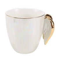 Gold-Plated Handle Angel Wings Coffee Cup White Ceramic Office Home Tea Milk Porcelain Cup Couple Gift Home Decoration