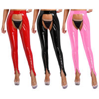 สตรีเปียกดูหนังสิทธิบัตร Leggings กลวงออก Crotchless กางเกงขายาวยืดเปิดเป้าเปิดก้นผอมกางเกง C Lubwear