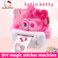 Sanrio Hello เด็กเครื่องสติกเกอร์อเนกประสงค์เด็ก Kawaii DIY ปริศนาบ้านของเล่นกล้องการเรียนรู้การศึกษาสาว gifthot