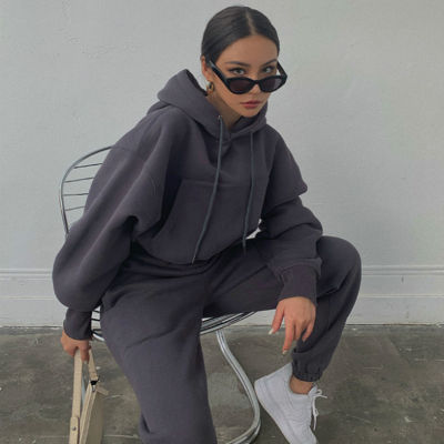 Tracksuits Womens Warm Hoodie and Pants Set Oversized Sportwear Tracksuit Set Autumn Winter Suits On Fleece For Women y2k