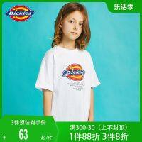 ระดับ☍Dickies เสื้อยืดแขนสั้นสำหรับเด็กผู้หญิง,เสื้อยืดแขนสั้นรอบคอหลวมโลโก้สีคลาสสิกอินเทรนด์ฤดูร้อนแฟชั่นเด็กผู้ชาย