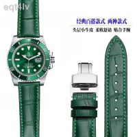 For□ วงหนัง Rolex สายรัดหนังผีน้ำสีเขียว LA8262อุปกรณ์เสริมสำหรับผู้ชายและผู้หญิง16 16นิ้ว20มิลลิเมตรหนังสาย