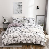 Modern marble printed feather pillowcase &amp; duvet cover, bedroom bedding set, single double queen-size king-size bed (no sheets)