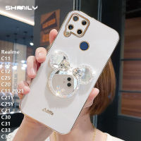 เคสโทรศัพท์ซิลิโคน C20 C25 C11 Realme C30 C31เคสโทรศัพท์กระจก C15 C12 C33น่ารักลายมิกกี้ดีลักซ์ยอดนิยม