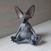 13cm Cat Meditate Statue Collectible Figurines Miniature Decor Sphynx Desktop Decoration Animal Model Figure Home Decor Sphinx