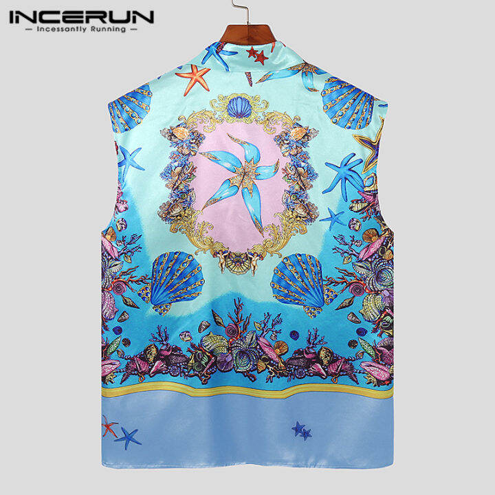 incerun-เสื้อฮาวายสำหรับผู้ชาย-เสื้อยืดเสื้อแขนกุดลายดอกไม้วินเทจเสื้อเสื้อปาร์ตี้ชายหาดลำลอง