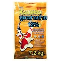 [ขนาด7.2 kg.อาหารปลา คันโช KANSHOU สูตรสาหร่าย 12% เม็ดมี 3 ขนาด