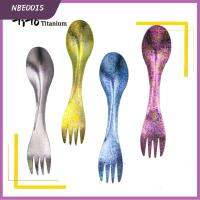 NBEOOIS 9 สไตล์ แบบพกพา เครื่องประดับ Camping Traval ช้อนส้อมปิคนิค เครื่องครัวกลางแจ้ง TiTo Titanium Spork