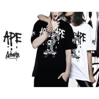 ? 10.10. SALE ? ® เสื้อยืดลาย แนวสตรีท รุ่น APE ดำ ขาวแขนสั้น เสื้อยืดชาย หญิง M L XL 2XL TS U7I6