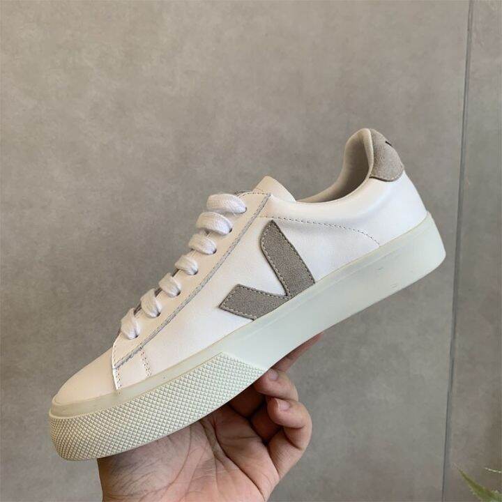 Campo Veja Eslpar Leather White Shoes Men and Women Couple Casual Shoes