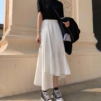 【CC】▦◙  Lucyever Waist Pleated Skirt 2023 Korean Fashion Asymmetrical New A-line Skirts