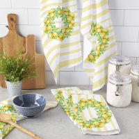 Yellow Stripes Lemon Fresh Kitchen Towel Dish Towel Tea Towel Wipes Microfiber Soft Household Super Absorbent Cleaning Cloth
