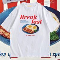 (พร้อมส่งเสื้อเฮีย)2023เสื้อ Break fast ผ้าCotton 100% มีสองสี ทั้งทรงปกติและ OVERSIZE