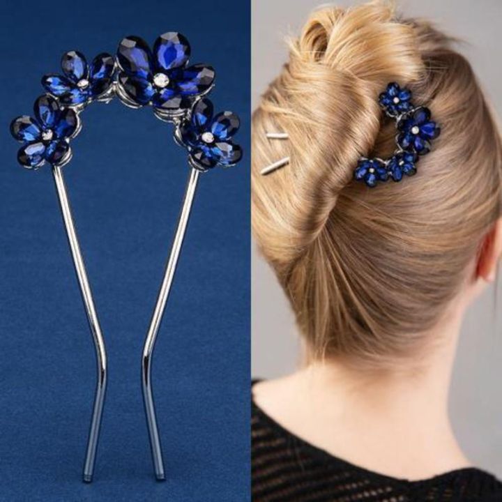 new-flower-hair-insertion-creative-u-shaped-alloy-hairpin-adult-hair-dispenser-exquisite-hair-ornament