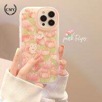 เคส iphone 13 เคสไอโฟนเคสโทรศัพท์ซิลิโคน Tpu แบบนิ่ม ลายดอกทิวลิป และกระต่ายสีชมพู สําหรับ iphone 7 8 plus 11 pro max 12 mini 13 XR XS