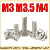 M3 M3.5 M4 Cross Round Head Square Combination Screws And Nuts One Set Of Nickel Plated Pan Head With Square Washers Flat Bolts Fasteners