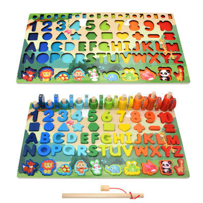 Montessori Educational Wooden Toys Children Busy Board Math Fishing Childrens Wooden Preschool Montessori Toy Counting Geometry