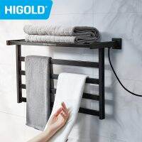 HIGOLD 304 Stainless Steel Electric Warmer Towel Rack With Adjustable Timer Modes: ON/OFF, 4H/6H/8H/24H Carbon Fiber Heater Towel Rack