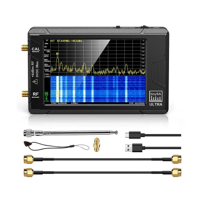 TinySA Ultra Handheld Spectrum Analyzer, 4.0 Inch RF Generator Tiny Frequency 2-In-1100KHz to 5.3GHz Signal Generator SMA Cables SMA-SMA Barrel Connector TLanyard and Touch Plectrum