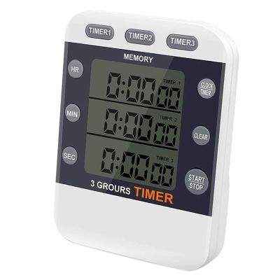 Digital Timer 100 Hour Triple Count Down/Up Clock Timer Kitchen Cooking Timer with LCD Display Loud Alarm Magnet Bracket