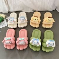 GCBEU สะดวกสบายสบายๆ ทันสมัยและทันสมัย น่ารักมากๆ Cinnamoroll ด้านล่างนุ่ม โบว์สำหรับผูก มายเมโลดี้ รองเท้าแตะลายการ์ตูน รองเท้าแตะสำหรับผู้หญิง รองเท้าใส่ในบ้าน รองเท้าแตะส้นแบน