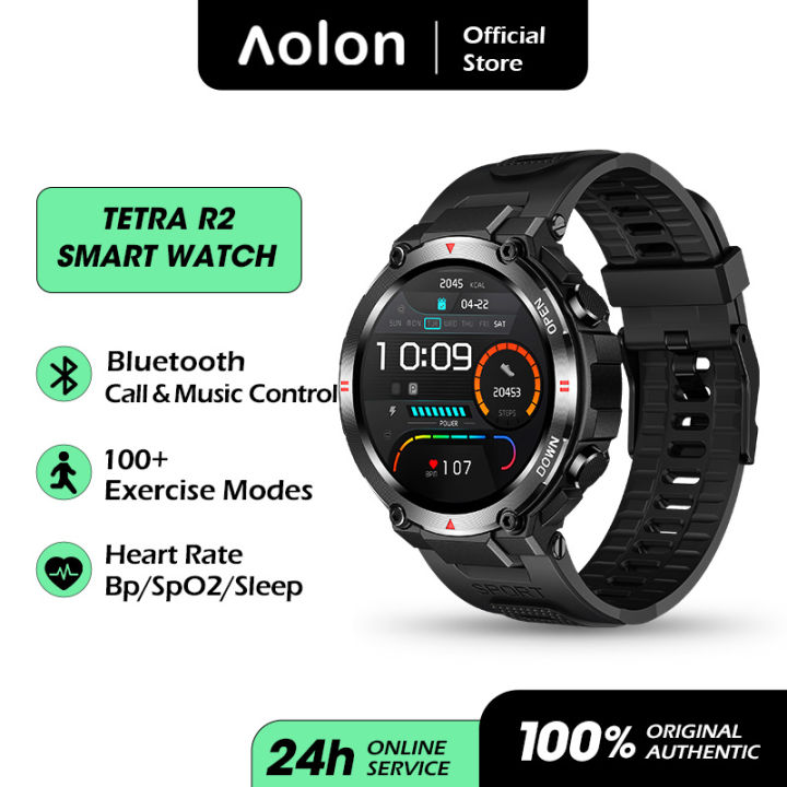 aolon-tetra-r2-smart-watch-นาฬิกาของแท้-โทรผ่านบลูทูธ-เล่นเพลงผ่านบลูทูธคุณภาพเสียงคมชัด-สายเปลี่ยนง่าย-รองรับวอลเปเปอร์หลายแบบ-เลือกภาษาไทย-เวลาส