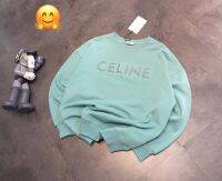 (คุณภาพสูง) Limited Edition NewCelin ผ้าฝ้าย100% Original Lake Blue ลายนูนตัวอักษรคู่เสื้อกันหนาวผู้หญิงและผู้ชายอินเทรนด์สไตล์เดียวกันสวยทุกการแข่งขันเสื้อเสื้อผ้า