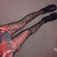 ฮาโลวีนแมงมุมเว็บถุงน่องสีดำผู้หญิงเซ็กซี่กลวงออกฉีก Fishnet ถุงน่องเชียร์ตาข่ายแม่มดคอสเพลย์ถุงน่อง