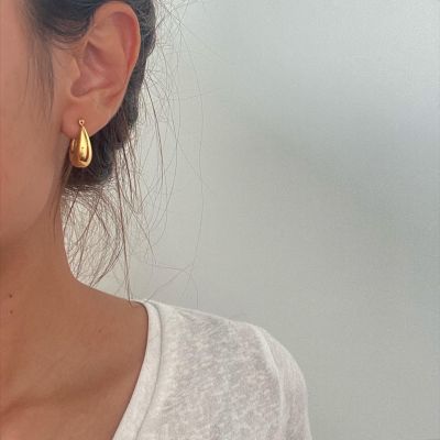 imean.store - Gorgeous gold hoops with titanium | ต่างหูห่วงงานไทเทเนี่ยมสีทอง 2 cm บริการเก็บเงินปลายทาง