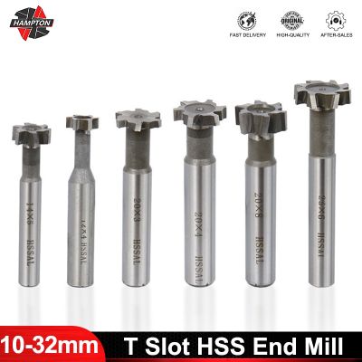 Hampton T Slot Milling Cutter 10 12 14 16 20 25 30 32mm High Speed Steel Router Bit For Hardness Metal Endmills Tool