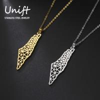 Unift Palestine Map Necklace Stainless Steel Israel Country Map Pendant Necklace Men Women Fashion Ethnic Jewelry Gold Plated