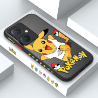 GGK เคสสำหรับ Vivo Y27การ์ตูน Pokemon การออกแบบลวดลายขอบด้านข้าง Pikachu มีน้ำค้างแข็งโปร่งใสเคสโทรศัพท์เคสแข็งกันกระแทกคลุมทั้งหมดปกป้องกล้อง