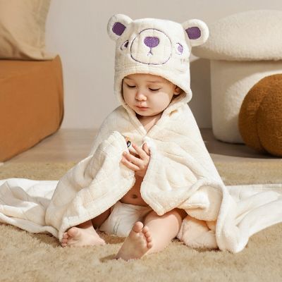 ۩ Baby Bath Towels Comfort Boys Girl Childrens Bathrobe Soft Cotton Cartoon Absorbent Newborn Blanket with Cap