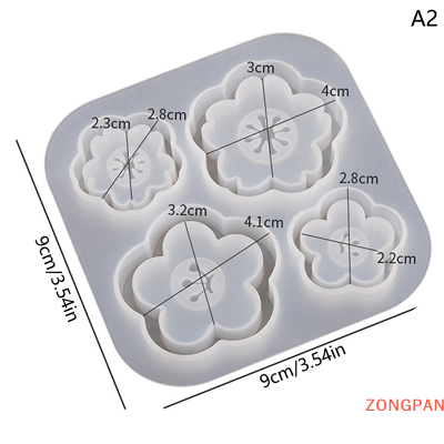 ZONGPAN แม่พิมพ์ซิลิโคนจี้คริสตัลรูปหยดน้ำเจลทรายไหลแบบ DIY จี้รูปหัวใจบดจี้ดอกไม้กลวง