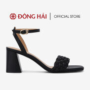 Giày Sandal cao gót nữ Đông Hải thiết kế mũi vuông cách điệu gót vuông