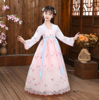 Hanfu ชุดเจ้าหญิงปักลายสำหรับเด็กผู้หญิงชุด2-8-10-13T ฤดูใบไม้ผลิและเสื้อผ้าสำหรับฤดูใบไม้ร่วงชุดเดรสเจ้าหญิงสไตล์เกาหลี1BD0347