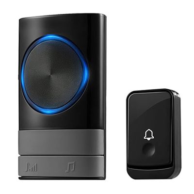 Wireless Doorbell Waterproof Doorbell Kit 200 Meter Range with 45 Selectable Melodies, 4 Volume Level for Office
