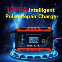 ZZOOI 12V 6A Car Battery Charger LCD Display Pulse Repair Charger Lead Acid Battery Intelligent Charger For Car Motorcycle