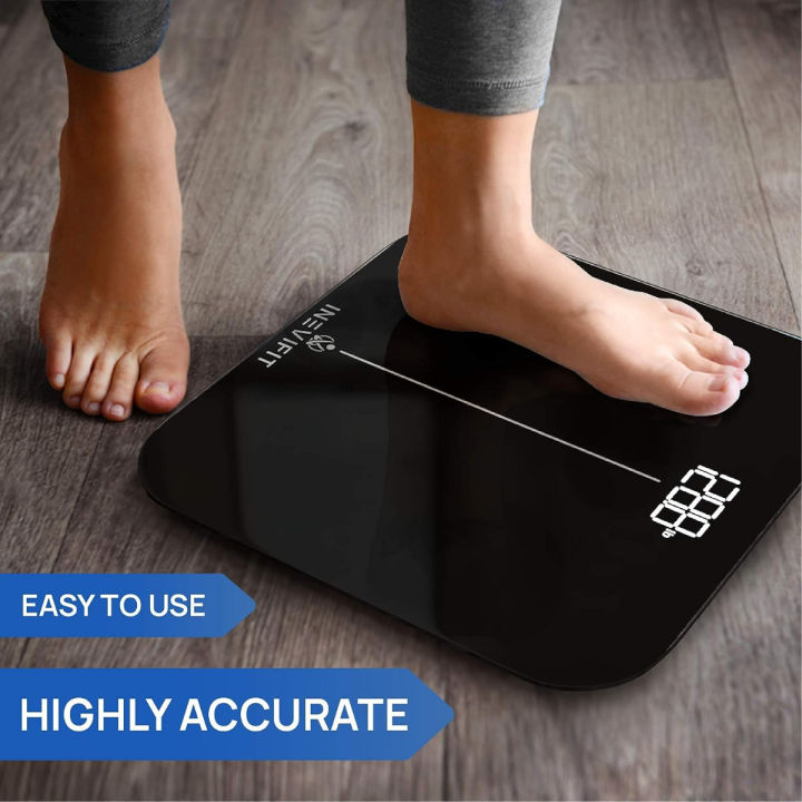 inevifit-premium-bathroom-scale-highly-accurate-digital-bathroom-body-scale-precisely-measures-weight-up-to-400-lbs-black