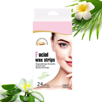 Spring Breeze 24ชิ้น/กล่อง Facial Wax Strips Non-Woven Hair Removal Wax Paper 10X5Cm Gentle Fast-Working For Face Lip